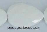 CAA15 15.5 inches 30*40mm faceted flat teardrop white agate beads