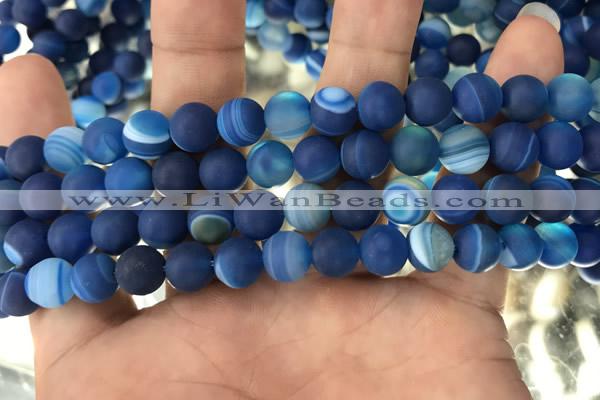 CAA1506 15.5 inches 8mm round matte banded agate beads wholesale