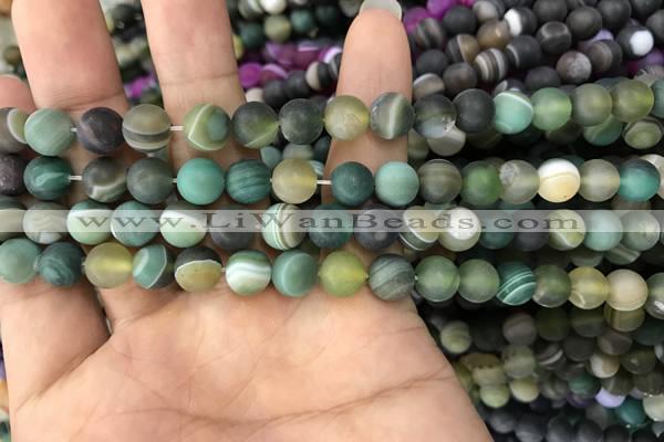 CAA1520 15.5 inches 6mm round matte banded agate beads wholesale