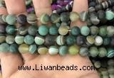 CAA1522 15.5 inches 10mm round matte banded agate beads wholesale