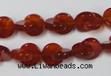 CAA153 15.5 inches 12*12mm curved moon red agate gemstone beads