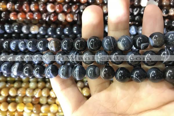 CAA1544 15.5 inches 8mm round banded agate beads wholesale