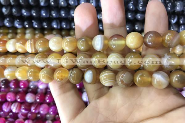 CAA1551 15.5 inches 10mm round banded agate beads wholesale