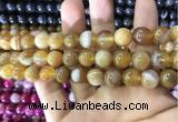 CAA1552 15.5 inches 12mm round banded agate beads wholesale