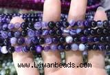 CAA1555 15.5 inches 6mm round banded agate beads wholesale