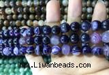 CAA1556 15.5 inches 8mm round banded agate beads wholesale