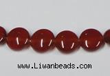 CAA156 15.5 inches 10mm flat round red agate gemstone beads