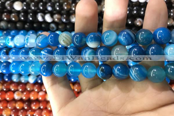 CAA1575 15.5 inches 10mm round banded agate beads wholesale