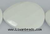 CAA16 15.5 inches 40*50mm faceted flat teardrop white agate beads