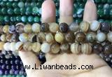 CAA1617 15.5 inches 10mm round banded agate beads wholesale