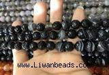 CAA1642 15.5 inches 10mm faceted round banded agate beads