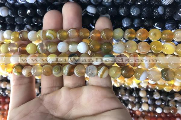 CAA1645 15.5 inches 6mm faceted round banded agate beads