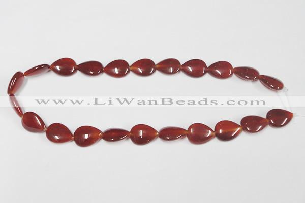 CAA165 15.5 inches 13*18mm flat teardrop red agate gemstone beads