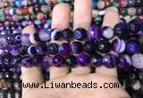 CAA1652 15.5 inches 10mm faceted round banded agate beads