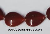 CAA166 15.5 inches 15*20mm flat teardrop red agate gemstone beads