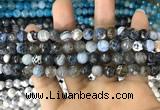 CAA1701 15 inches 8mm faceted round fire crackle agate beads