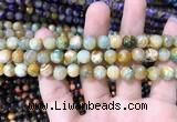 CAA1706 15 inches 8mm faceted round fire crackle agate beads