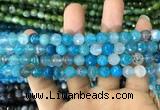 CAA1714 15 inches 8mm faceted round fire crackle agate beads