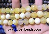 CAA1748 15 inches 12mm faceted round fire crackle agate beads