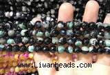 CAA1766 15 inches 8mm faceted round fire crackle agate beads