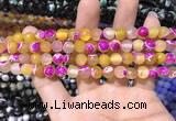 CAA1767 15 inches 8mm faceted round fire crackle agate beads