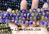 CAA1768 15 inches 8mm faceted round fire crackle agate beads