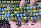 CAA1769 15 inches 8mm faceted round fire crackle agate beads