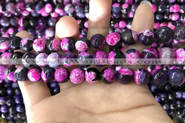 CAA1778 15 inches 10mm faceted round fire crackle agate beads