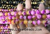 CAA1783 15 inches 10mm faceted round fire crackle agate beads