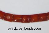 CAA179 15.5 inches 8*8mm faceted square red agate gemstone beads