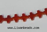 CAA181 15.5 inches 8*8mm cross red agate gemstone beads