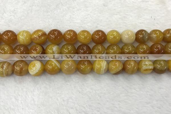 CAA1855 15.5 inches 14mm round banded agate gemstone beads