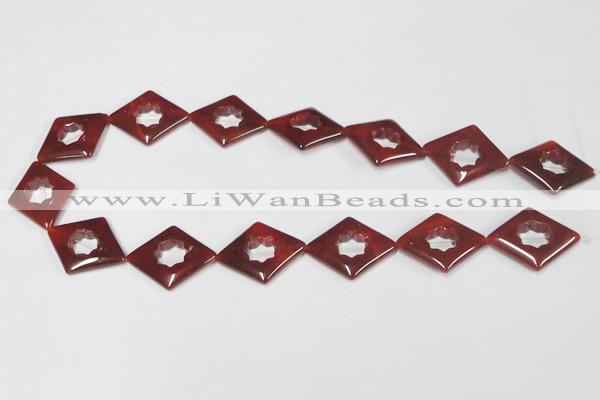 CAA189 15.5 inches 22*28mm diamond red agate gemstone beads