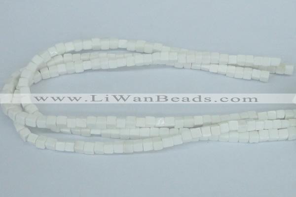 CAA19 15.5 inches 6*6mm cube white agate gemstone beads wholesale