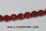 CAA200 15.5 inches 6mm faceted round red agate gemstone beads