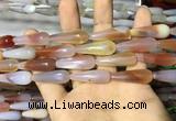 CAA2065 15.5 inches 10*30mm teardrop agate beads wholesale