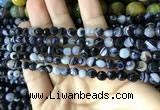 CAA2197 15.5 inches 4mm faceted round banded agate beads