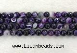 CAA2214 15.5 inches 10mm faceted round banded agate beads