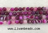 CAA2221 15.5 inches 10mm faceted round banded agate beads