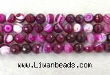 CAA2222 15.5 inches 12mm faceted round banded agate beads