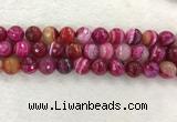 CAA2223 15.5 inches 14mm faceted round banded agate beads