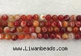 CAA2228 15.5 inches 10mm faceted round banded agate beads