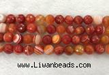 CAA2230 15.5 inches 14mm faceted round banded agate beads