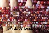 CAA2232 15.5 inches 4mm faceted round banded agate beads