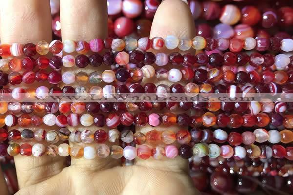 CAA2232 15.5 inches 4mm faceted round banded agate beads