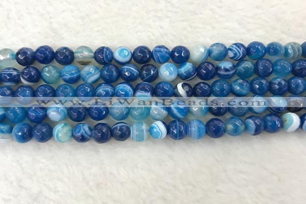 CAA2258 15.5 inches 8mm faceted round banded agate beads