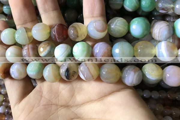 CAA2268 15.5 inches 14mm faceted round banded agate beads