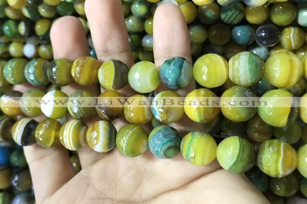 CAA2274 15.5 inches 12mm faceted round banded agate beads