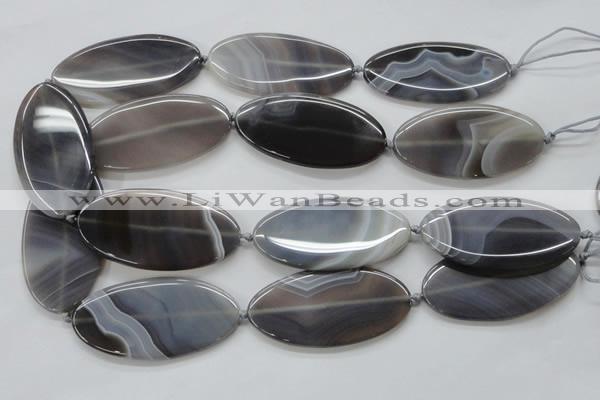 CAA235 15.5 inches 30*60mm oval grey line agate gemstone beads