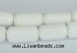 CAA24 15.5 inches 10*20mm cylinder white agate gemstone beads